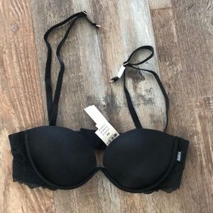 NWT Pink 32 A Multi way bra Black lace
